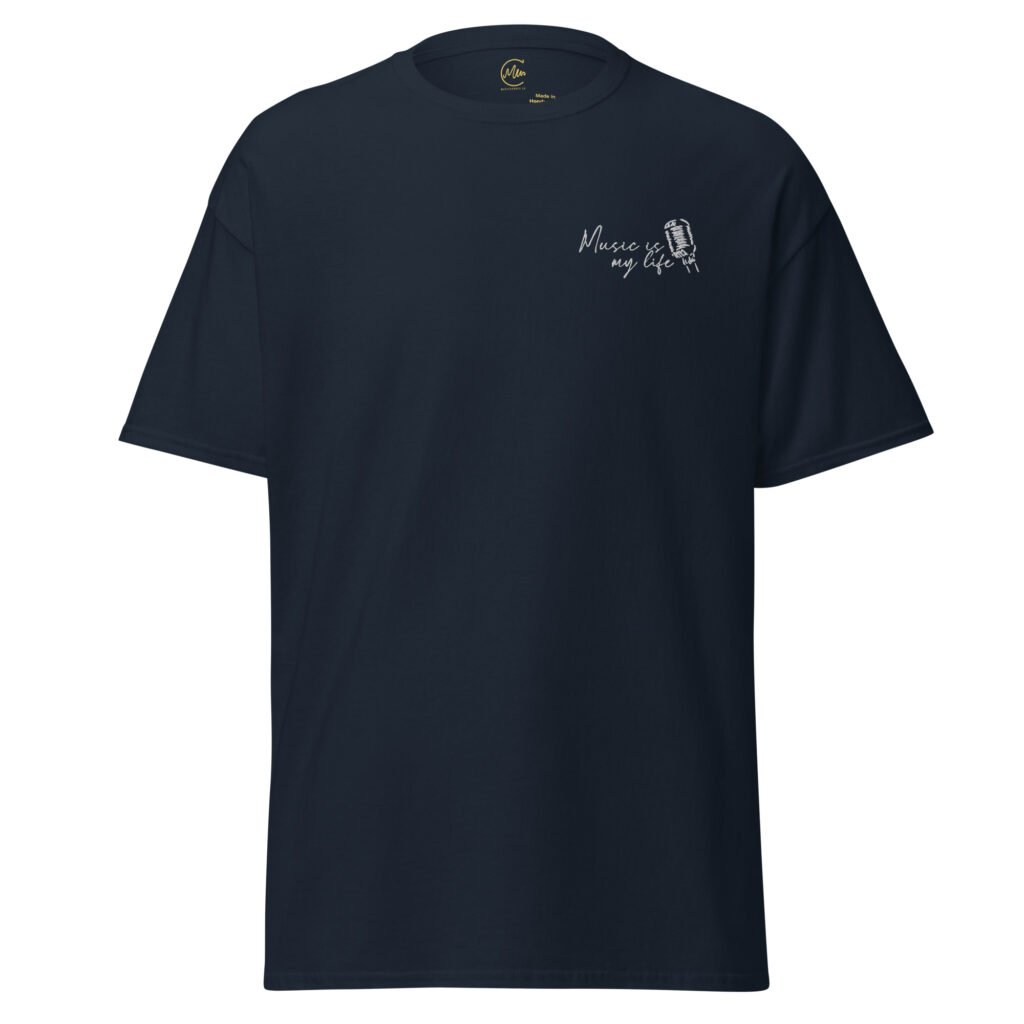 Camiseta de manga corta ‘Music is my life’ (Bordado en hilo blanco)